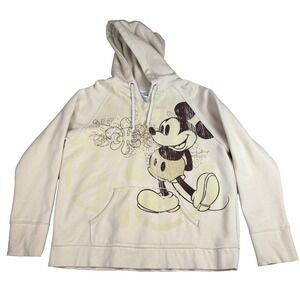 Disney Mickey Mouse‎ Hoodie Sweatshirt Mens 2XL Beige Disneyland Resort Graphic